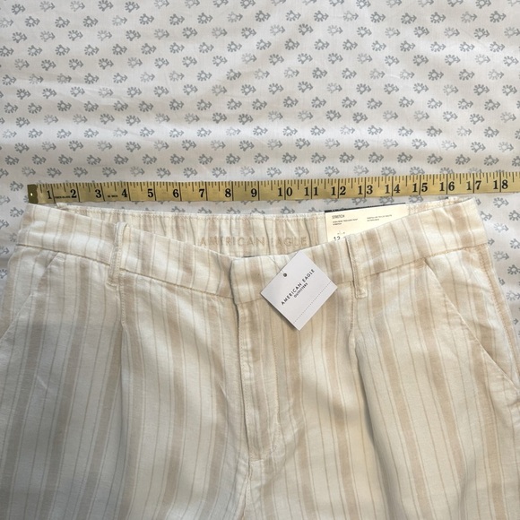 American Eagle NWT Women’s Cream and Tan Striped High Rise Trouser Pants - Picture 6 of 7